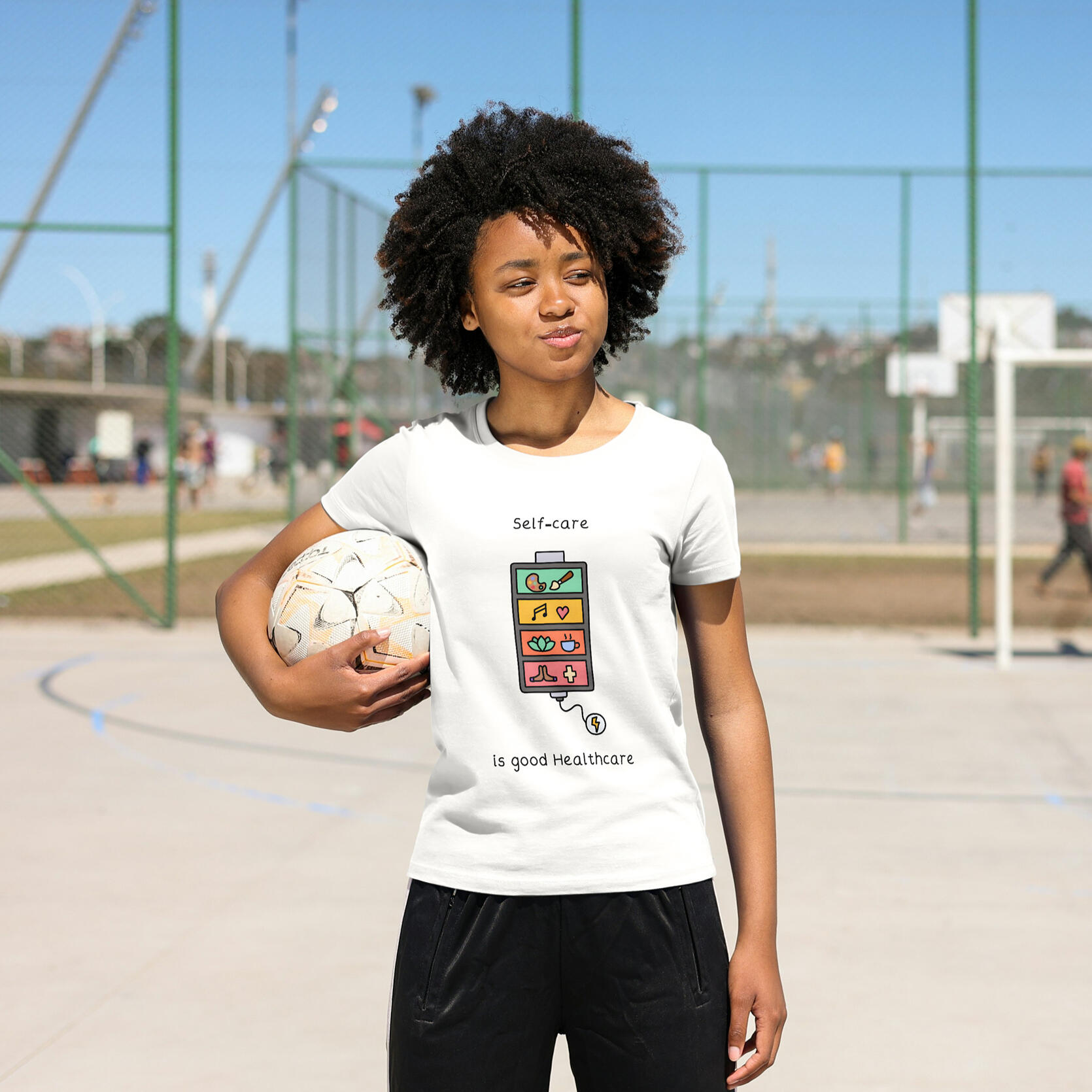 Joyful self-care illustration for wellness: recharge for good mental health - Yemisi Olusanya