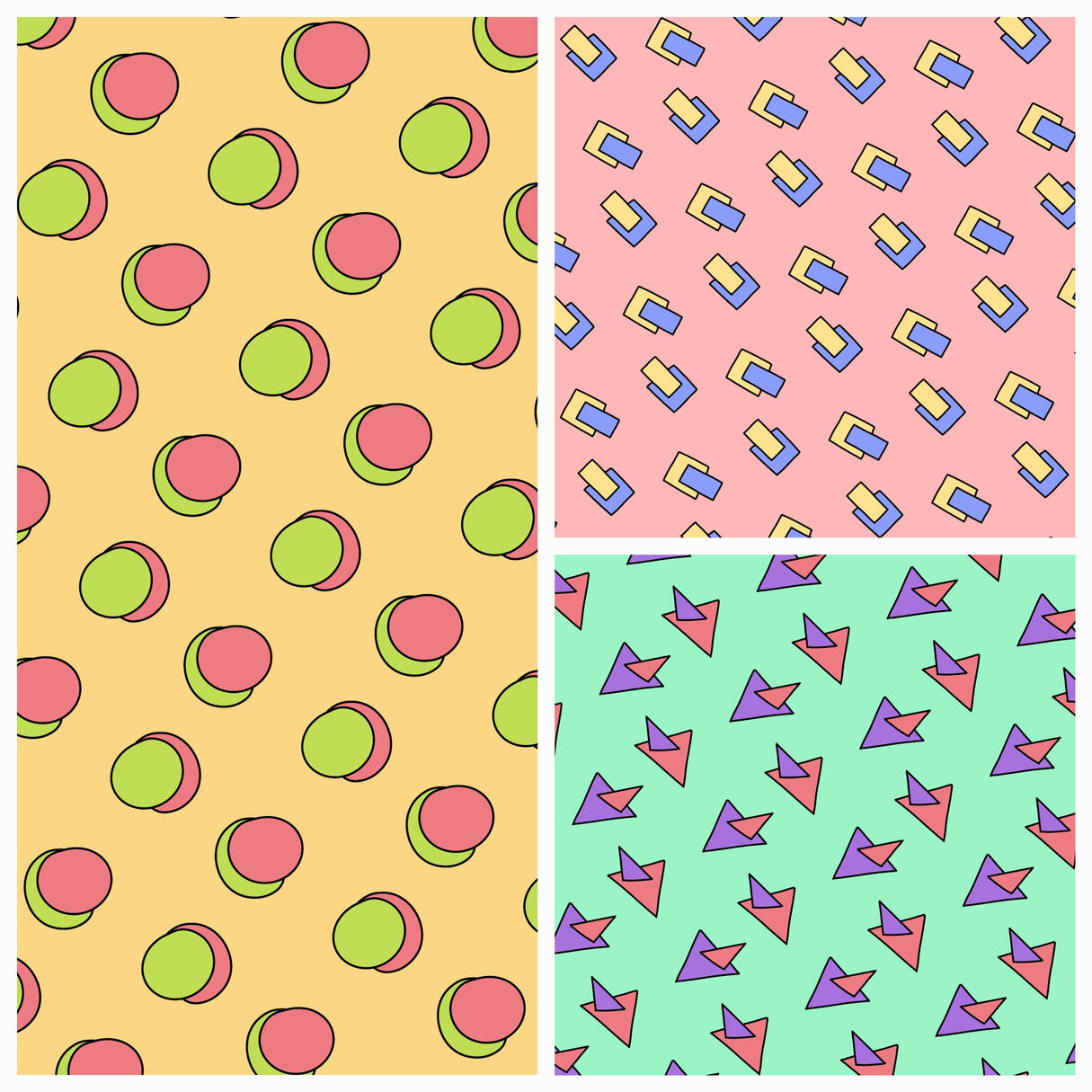 A fresh modern take on the Memphis pattern style of the 80s and 90s. Full nostalgia. Millenial approved - Yemisi Olusanya