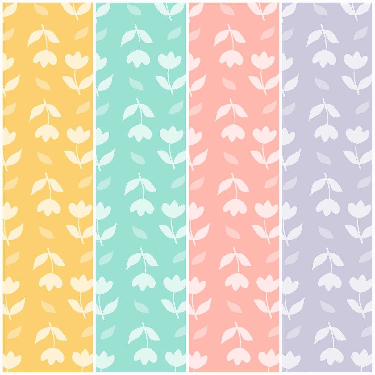 A blossoming tulip pattern in a charming, elegant pastel colour palette - Yemisi Olusanya